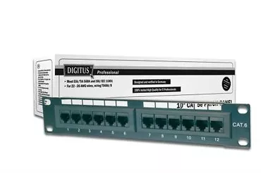 Patch panel 10'' UTP, 12 portowy RJ-45 kat. 5e 1U, LSA (kompletny)