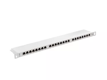 LANBERG Patch Panel 24 Port 0.5U Kat.6 szary ekranowany