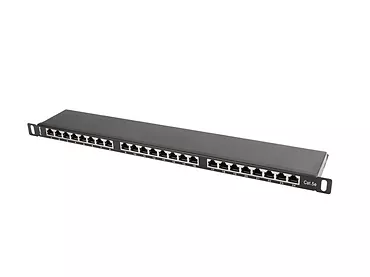 LANBERG Patch Panel 24 Port 0.5U Kat.5E czarny ekranowany