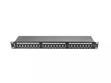 LANBERG Patch Panel 24 Port 1U Kat.6 czarny ekranowany