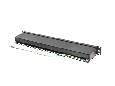 LANBERG Patch Panel 24 Port 1U Kat.5E czarny ekranowany