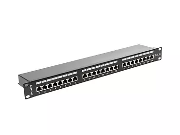 LANBERG Patch Panel 24 Port 1U Kat.5E czarny ekranowany