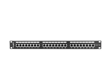 LANBERG Patch Panel 24 Port 1U Kat.5E czarny ekranowany