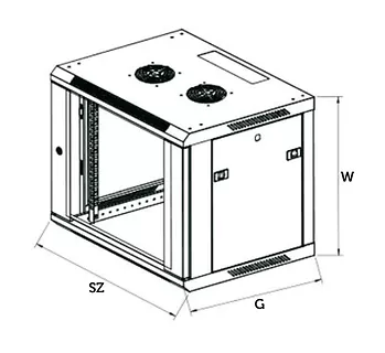 Holdit Szafka wisząca rack 12U 600x600 szara szklane drzwi