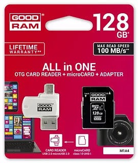 GOODRAM Karta microSDHC 128GB CL10 + adapter + czytnik