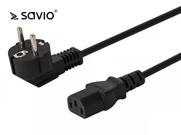 Elmak Kabel zasilający C13/ C/F Schuko kątowy Savio CL-98 1,8m, wielopak 10 szt.