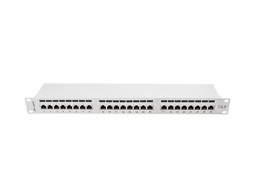 LANBERG Patch Panel 24 Port 1U Kat.6 szary ekranowany