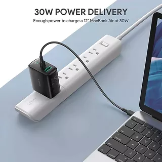 PA-D1 ultraszybka ładowarka sieciowa 2xUSB Power Delivery (1xUSB A+1xUSB C) 5.4A 30W Dynamic Detect