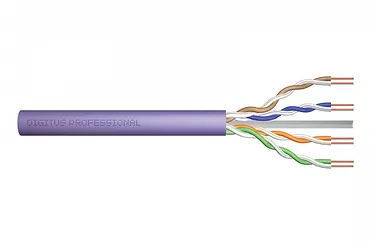 Digitus Kabel teleinformatyczny instalacyjny kat.6, U/UTP, Dca, drut, AWG 23/1, LSOH, 500m szpula Fioletowy