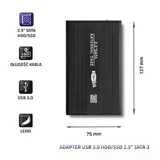 Qoltec Obudowa na dysk HDD/SSD 2.5 cala SATA3 | USB 3.0 | Czarny