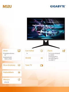 Gigabyte Monitor 32 M32U GAMING IPS/1ms/4K/HD/HDMI