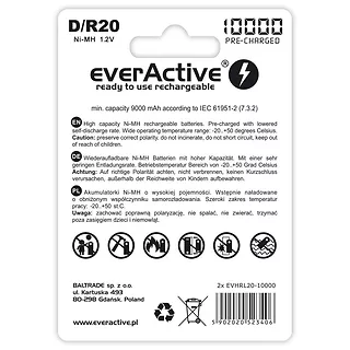 everActive Akumulatorki R20/D NI-MH 10000 mAh 2 szt. ready to use