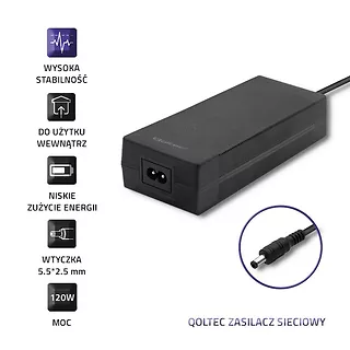 Qoltec Zasilacz desktopowy 72W | 24V | 3A | 5.5*2.5 |+kabel zasilający