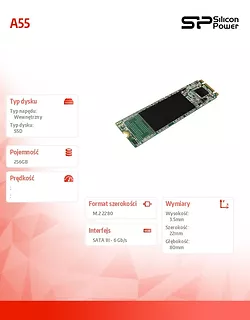 Silicon Power Dysk SSD A55 256GB M.2 560/530 MB/s