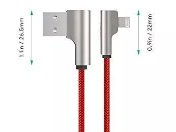 AUKEY CB-AL01 Red OEM nylonowy kabel USB - Lightning | 2m | wtyki 90 stopni | certyfikat MFi