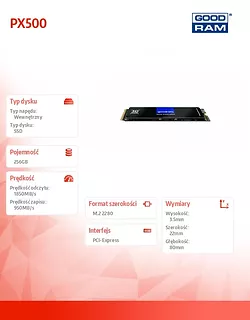 GOODRAM Dysk PX500-G2 256GB M.2 PCIe 3x4 NVMe
