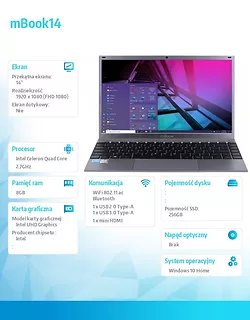 Maxcom Laptop mBook 14 Szary