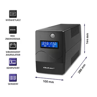 Qoltec Zasilacz awaryjny UPS | Monolith | 650VA | 360W | LCD | USB |    RJ45