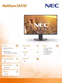 NEC Monitor MultiSync EA272F 27 cali czarny USB-C