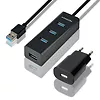 HUE-S2BP Hub 4-portowy USB 3.2 Gen 1 charging hub 1.2m   kabel, AC adapter