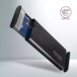 EEM2-SB2 Obudowa zewnętrzna aluminiowa bezśrubowa USB-C 3.2 Gen 2 - M.2 NVMe / SATA SSD 30-80mm ALU pudełko czarne + USB-A - USB-C redukcja