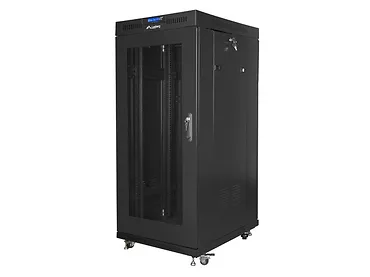 Szafa instalacyjna rack stojąca 19 cali 22U 800X800 czarna dzrwi perforowane LCD