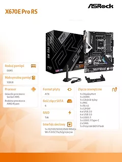 Płyta główna X670E PRO RS AM5 4DDR5 HDMI/DP M.2  EATX