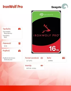 Dysk IronWolfPro 16TB  3.5'' 256MB ST16000NT001