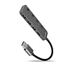 HUE-MSA Hub 4-portowy USB 3.2 Gen 1 switch, metalowy, 20cm USB-A kabel, microUSB dodatkowe zasilanie