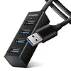 HUE-M1AL Hub 4-portowy Mini metalowy USB 3.2 Gen 1, 1.2m USB-A kabel