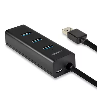 HUE-S2B Hub 4-portowy USB 3.2 Gen 1 charging hub, 30cm kabel, microUSB dodatkowe zasilanie