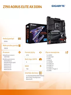 Płyta główna Z790 AORUS ELITE AX DDR4 s1700 4DDR4 USB ATX