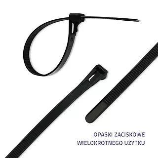 Opaski zaciskowe wielorazowe/trytytki | 7.2*450mm | Nylon UV |   Czarne