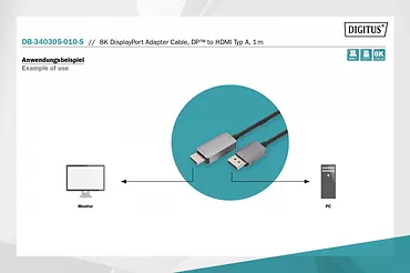 Kabel adapter DisplayPort - HDMI 8K 60Hz DP/HDMI M/M 1m