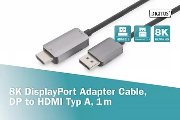 Kabel adapter DisplayPort - HDMI 8K 60Hz DP/HDMI M/M 1m