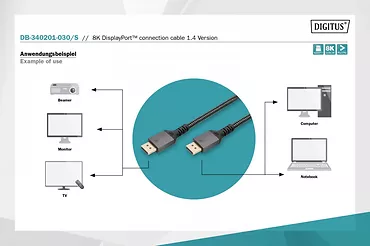 Kabel połączeniowy PREMIUM DisplayPort 8K60Hz UHD DP/DP M/M 3m Czarny