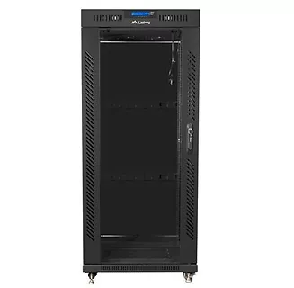 Szafa rack stojąca 19 cali 27U 800x1200 czarna drzwi szklane LCD FLAT PACK