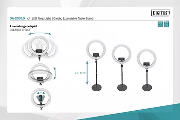 Lampa pierścieniowa Led Ring 10-calowa ze statywem, uchwytem na telefon komórkowy i pilotem, USB, 2m