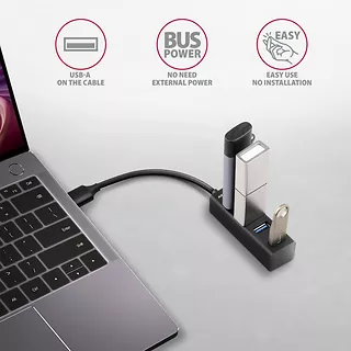 HUE-M1A Hub 4-portowy Mini metalowy USB 3.2 Gen 1, 20cm USB-A kabel