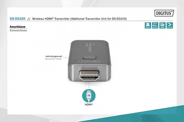 Przedłużacz/Extender HDMI bezprzewodowy 50m 1080p 60Hz 5GHz do DS-55319 (nadajnik)