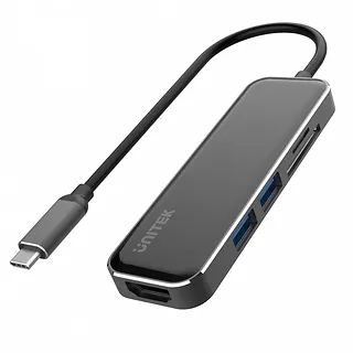 HUB USB-C; 2x USB-A 3.1; czytnik SD/microSD; HDMI 4K; D1036A