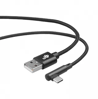 Kabel USB-USB C 1.5m kątowy, czarny sznurek