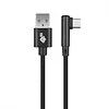 Kabel USB-USB C 1.5m kątowy, czarny sznurek