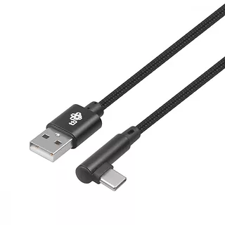 Kabel USB-USB C 1.5m kątowy, czarny sznurek