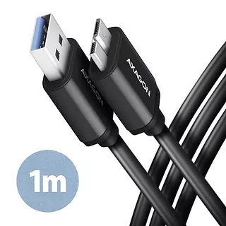 BUMM3-AM10AB Kabel Micro-B USB  USB-A 3.2 Gen 1, 1m, 3A, ALU, PVC Czarny