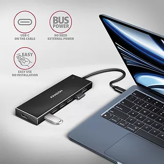 HUE-F7C Hub 7-portowy USB-C 3.2 Gen 1 ALU FLAT micro USB, 30cm USB-C kabel