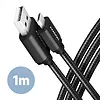 BUMM-AM10AB Kabel MicroUSB - USB-A, 1m, USB 2.0, 2.4A, ALU, oplot, Czarny