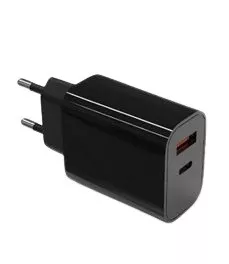 Ładowarka sieciowa 2x3A USB C + USB A czarna