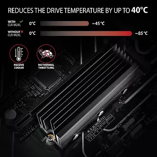 CLR-M2XL Chłodnica aluminiowa pasywna do dysku M.2 SSD, ALU korpus, silikonowe podkładki termiczne, wysokość 36mm