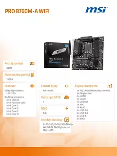 Płyta główna PRO B760M-A WIFI s1700 4DDR5 DP/HDMI mATX